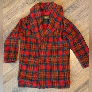 Express Avenue De L’Opera Red Plaid Wool Coat Small